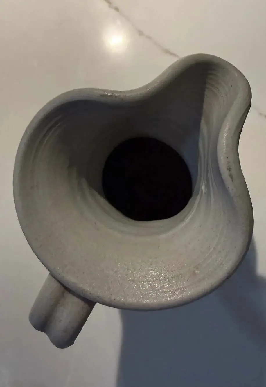 Vintage Williamsburg Pottery Salt-Glazed Stoneware Pitcher with Cobalt Blue Flor